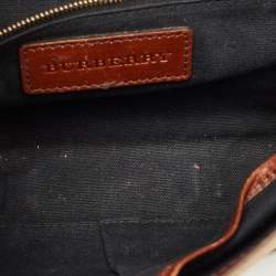 Pre Owned Burberry Brown/Beige House Check Fabric and Leather Abbott Shoulder Bag