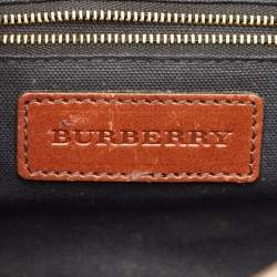 Pre Owned Burberry Brown/Beige House Check Fabric and Leather Abbott Shoulder Bag