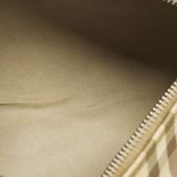 Pre Owned Burberry Pink/Beige House Check Nylon and Leather Barrel Bag