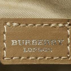 Pre Owned Burberry Pink/Beige House Check Nylon and Leather Barrel Bag