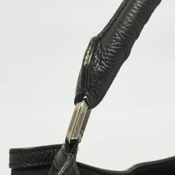 Pre Owned Burberry Black Leather and Nylon Logo Hobo