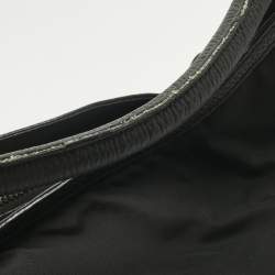 Pre Owned Burberry Black Leather and Nylon Logo Hobo
