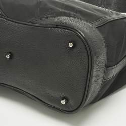 Pre Owned Burberry Black Leather and Nylon Logo Hobo