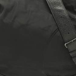 Pre Owned Burberry Black Leather and Nylon Logo Hobo