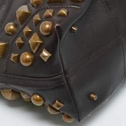 Pre Owned Burberry Choco Brown Leather Mega Studs Nickie Tote