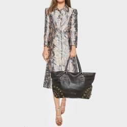 Pre Owned Burberry Choco Brown Leather Mega Studs Nickie Tote