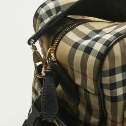 Pre Owned Burberry Beige Archive Check Nylon Changing Bag