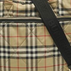 Pre Owned Burberry Beige Archive Check Nylon Changing Bag