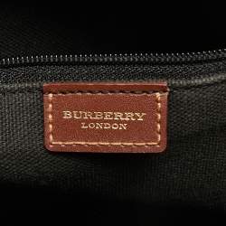 Pre Owned Burberry Beige/Brown Haymarket Check Coated Canvas and Leather Tote