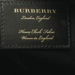 Pre Owned Burberry White/Black Leather and House Check Fabric Small Brogues Banner Tote
