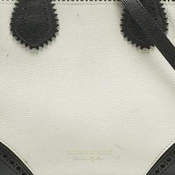 Pre Owned Burberry White/Black Leather and House Check Fabric Small Brogues Banner Tote