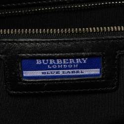 Pre Owned Burberry Black Canvas and Leather Eyelet Tote