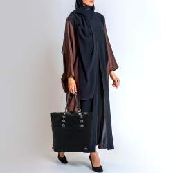 Pre Owned Burberry Black Canvas and Leather Eyelet Tote