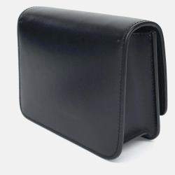 Pre Owned Burberry Black Leather TB Crossbody Bag