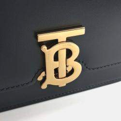 Pre Owned Burberry Black Leather TB Crossbody Bag