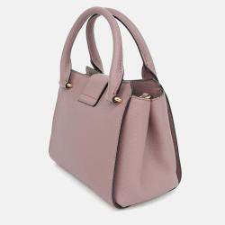 Pre Owned Burberry Pink Leather Grainy Buckle Bag Small