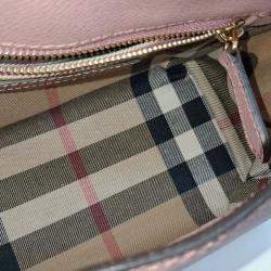 Pre Owned Burberry Pink Leather Grainy Buckle Bag Small