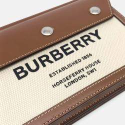 Pre Owned Burberry Beige Brown Canvas and Leather Baby Title Crossbody Bag