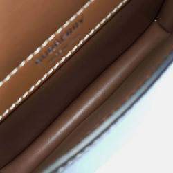 Pre Owned Burberry Beige Brown Canvas and Leather Baby Title Crossbody Bag