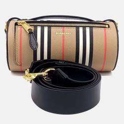 Pre Owned Burberry Multicolor Leather Icon Stripe Barrel Bag