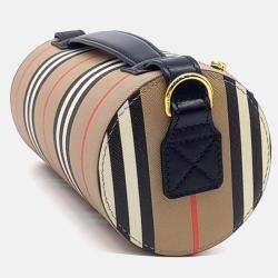 Pre Owned Burberry Multicolor Leather Icon Stripe Barrel Bag