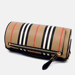 Pre Owned Burberry Multicolor Leather Icon Stripe Barrel Bag