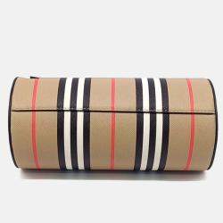 Pre Owned Burberry Multicolor Leather Icon Stripe Barrel Bag