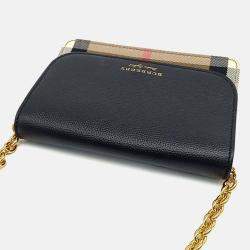 Pre Owned Burberry Beige Black Canvas and Leather Hampshire Mini Crossbody Bag