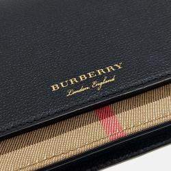 Pre Owned Burberry Beige Black Canvas and Leather Hampshire Mini Crossbody Bag