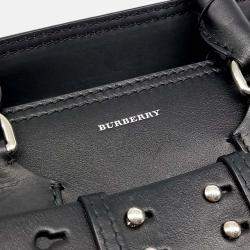 Pre Owned Burberry Beige Black Canvas and Leather Canvas Belt Bag Medium