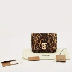 Pre Owned Burberry Brown Leopard Print Calf Hair Small TB Shoulder Bag
