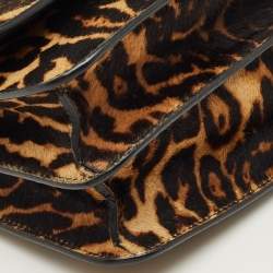 Pre Owned Burberry Brown Leopard Print Calf Hair Small TB Shoulder Bag