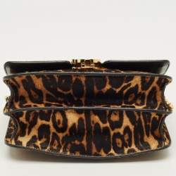 Pre Owned Burberry Brown Leopard Print Calf Hair Small TB Shoulder Bag