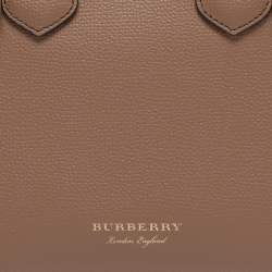 مملوكة مسبقًا Burberry Brown/Beige Leather and House Check Fabric Mini Banner Tote