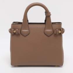 مملوكة مسبقًا Burberry Brown/Beige Leather and House Check Fabric Mini Banner Tote