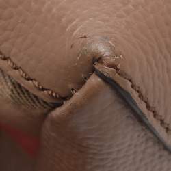 مملوكة مسبقًا Burberry Brown/Beige Leather and House Check Fabric Mini Banner Tote