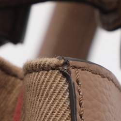 مملوكة مسبقًا Burberry Brown/Beige Leather and House Check Fabric Mini Banner Tote
