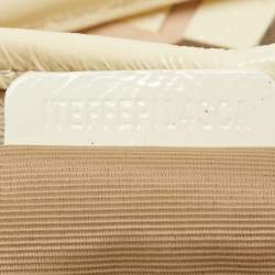 Pre Owned Burberry Cream/Beige Woven Nova Check PVC and Patent Leather Tote