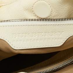 Pre Owned Burberry Cream/Beige Woven Nova Check PVC and Patent Leather Tote