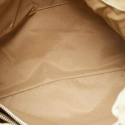 Pre Owned Burberry Cream/Beige Woven Nova Check PVC and Patent Leather Tote