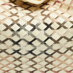 Pre Owned Burberry Cream/Beige Woven Nova Check PVC and Patent Leather Tote