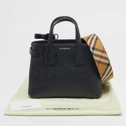 Pre Owned Burberry Black Leather Mini Banner Tote