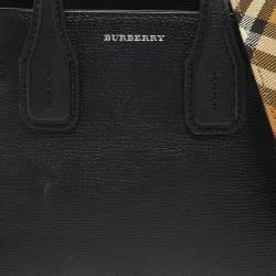 Pre Owned Burberry Black Leather Mini Banner Tote