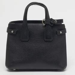 Pre Owned Burberry Black Leather Mini Banner Tote