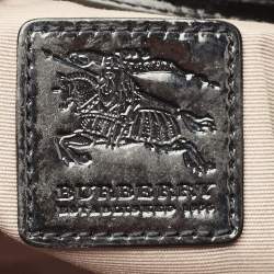 Pre Owned Burberry Beige/Black Nova Check PVC and Patent Leather Small Barton Hobo