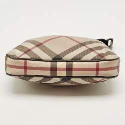 Pre Owned Burberry Beige/Black Nova Check PVC and Patent Leather Small Barton Hobo