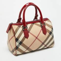 Pre Owned Burberry Chester Red Patent Leather and PVC Satchel