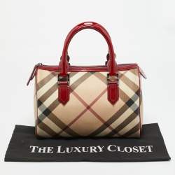 Pre Owned Burberry Chester Red Patent Leather and PVC Satchel