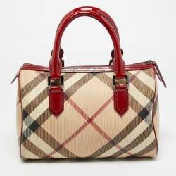Pre Owned Burberry Chester Red Patent Leather and PVC Satchel