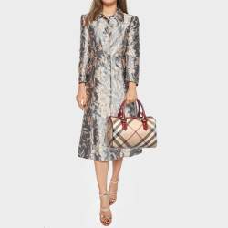 Pre Owned Burberry Chester Red Patent Leather and PVC Satchel